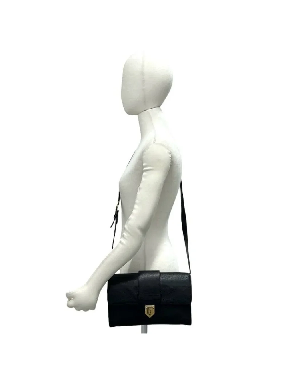 Saint Laurent Vintage YSL Logo Leather Shoulder Bag Pochette Black